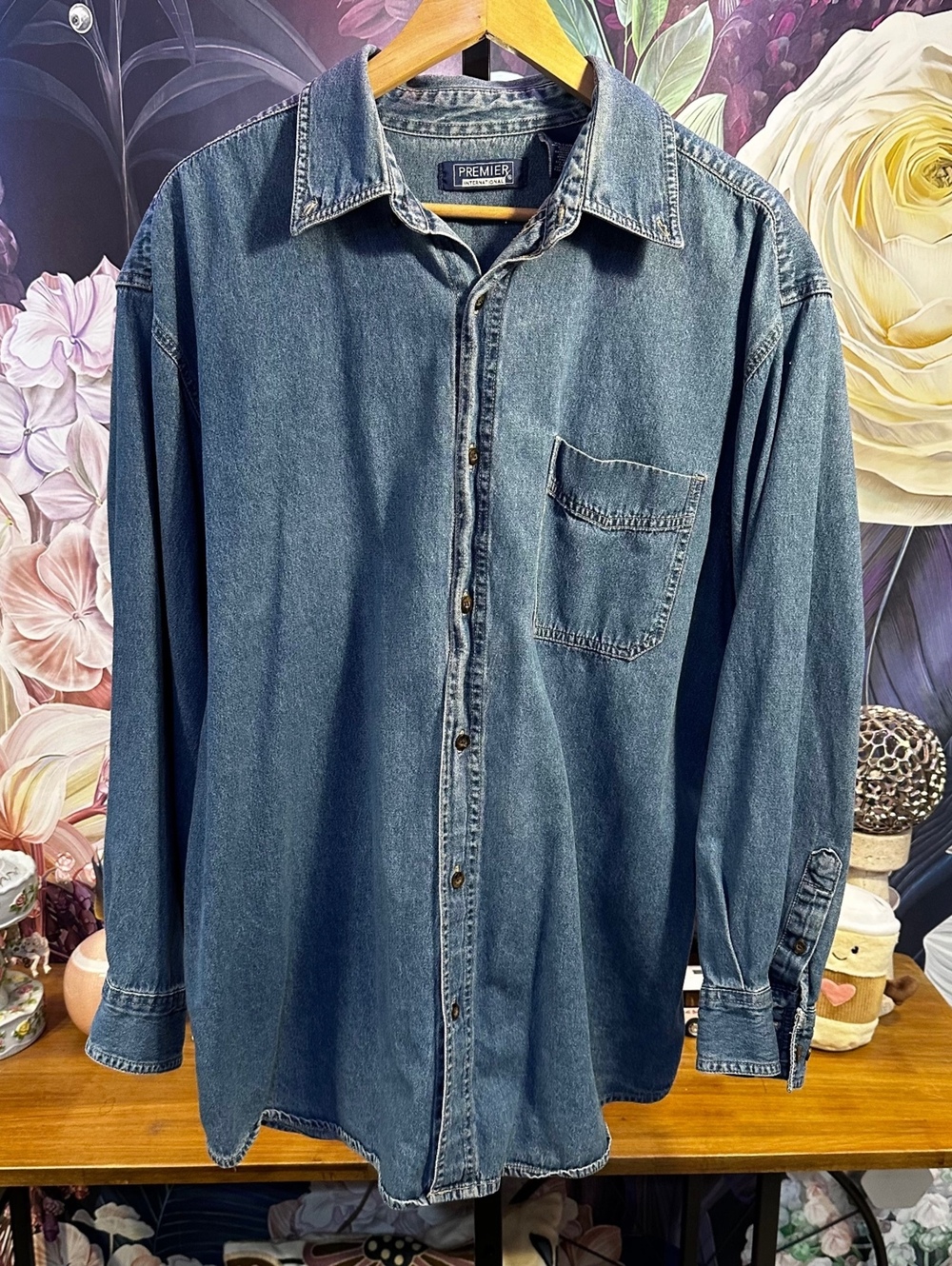 Premier International XL Men's Denim Shirt Shacket Workwear Western Grunge Blue